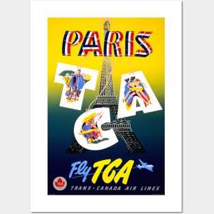 Vintage Travel Poster France Paris Fly TCA Posters and Art